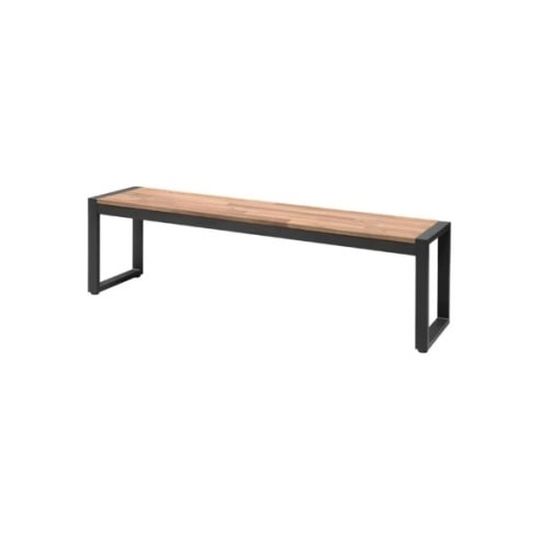 Banco de acero y madera de acacia estilo industrial, 2 piezas