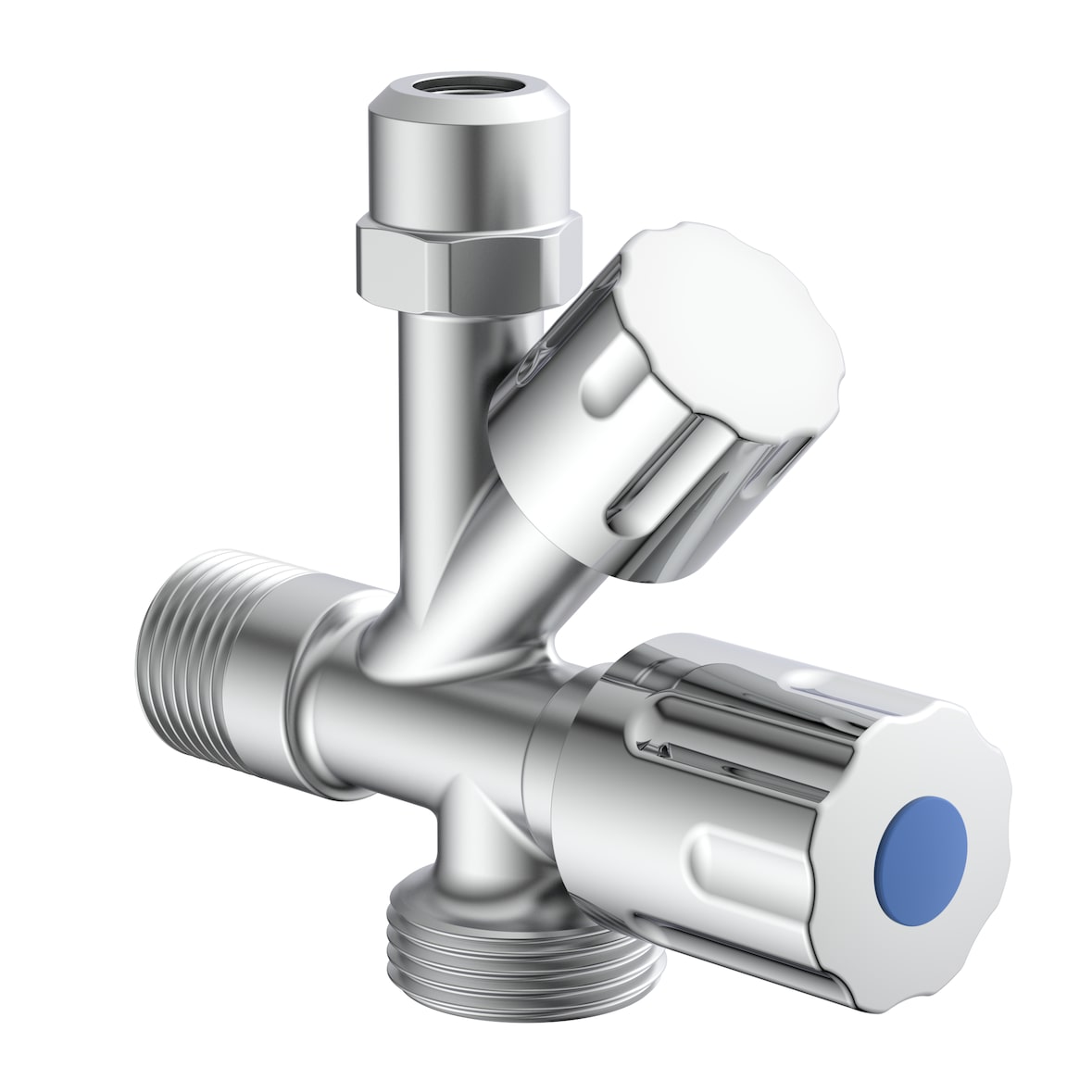 Geräte Universal Eckventil mit Spülmaschinenanschluss, ½" Eckregulierventil für Kaltwasserleitung, Absperrhahn Bad