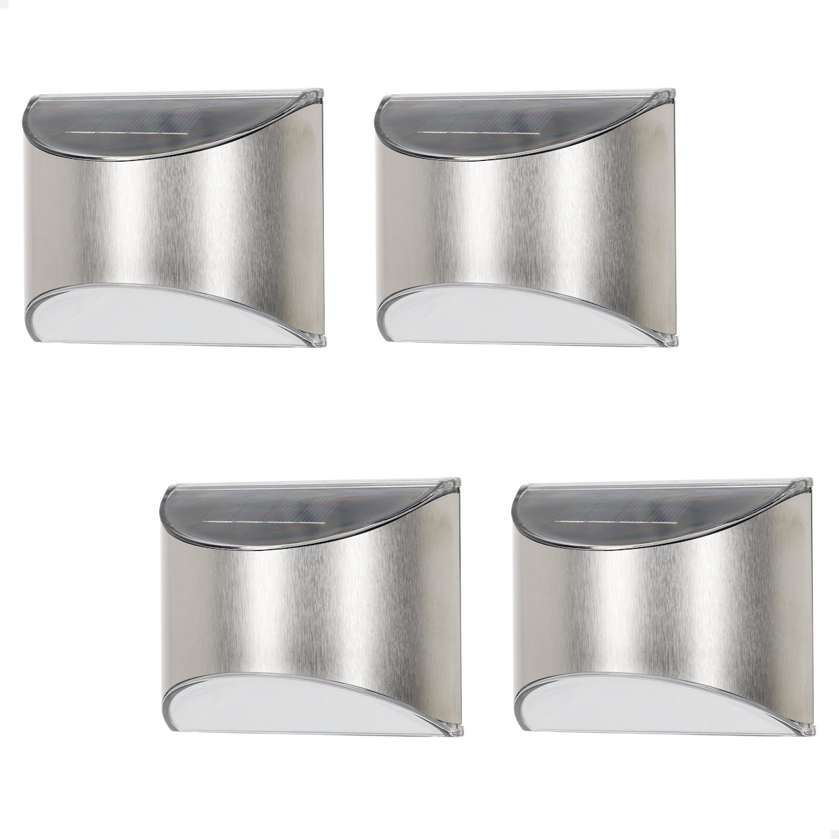 Aktive Set de 4 apliques solares LED 5-10 lúmenes de acero inoxidable