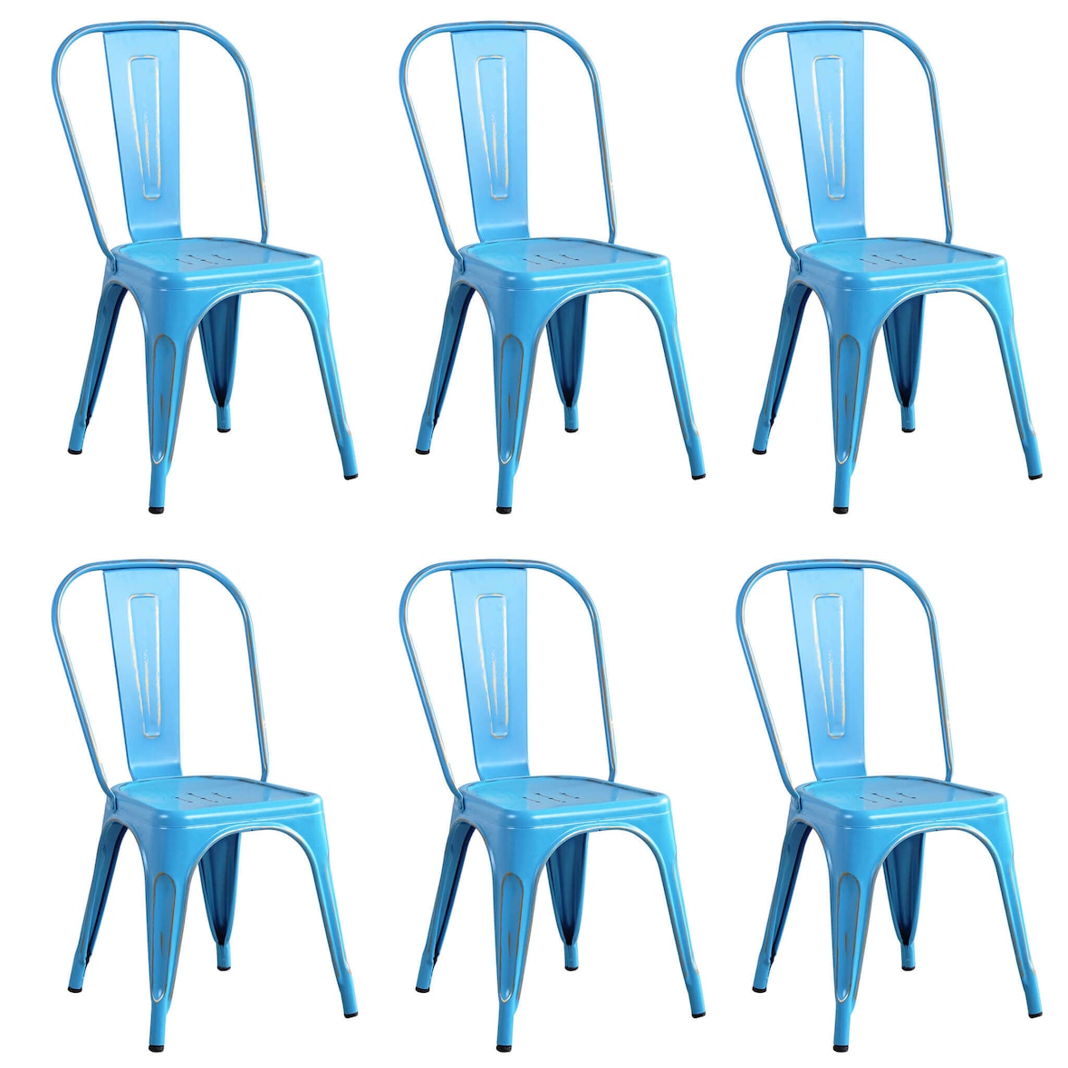 AGATHA set di 6 sedie in metallo blu antico colore Blu