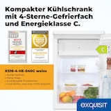 thumbnail of Exquisit Kühlschrank ohne Gefrierfach, EEK: C, 118 Liter, 4-Sterne-Gefrierfach, Gemüseschublade, Türanschlag wechselbar, KS16-4-HE-040C weiss
