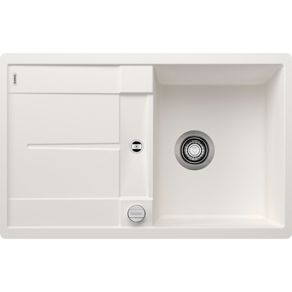 BLANCO METRA 45 S-F flächenbündige Spüle, SILGRANIT, weiß, reversibel, Excenter