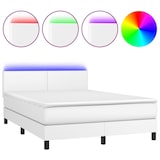 thumbnail of vidaXL Boxspringbett mit Matratze & LED Weiß 140x200 cm Kunstleder