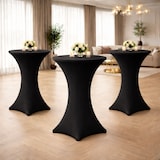 thumbnail of Stehtischhusse für Bistrotisch mit 4 verstärkten Fußlaschen elastisch Stretch OEKO-TEX zertifiziert  Ø 60-65x110-120 cm Schwarz (2 Stück)