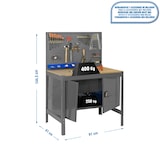 thumbnail of SimonRack Werkbank voor werkplaats, 910x610 mm, Geperforeerd paneel en kast, Draagvermogen 400 kg, Grijs - BT-2