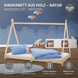thumbnail of ML-Design Kinderbett Tipi 90x200 cm Natur mit Matratze H:10 cm & Lattenrost, Indianer Hausbett aus Kiefernholz, Bodenbett Kinderhaus Jugendbett