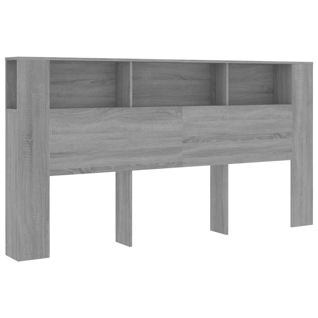 vidaXL Kopfteil mit Ablagen Grau Sonoma 200x18,5x104,5 cm