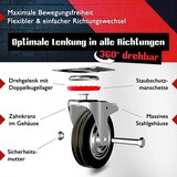 thumbnail of PRIOstahl Transportrollen 160mm Rollensatz 2 Bockrollen + 2 Lenkrollen mit Bremse schwarz Schwerlast