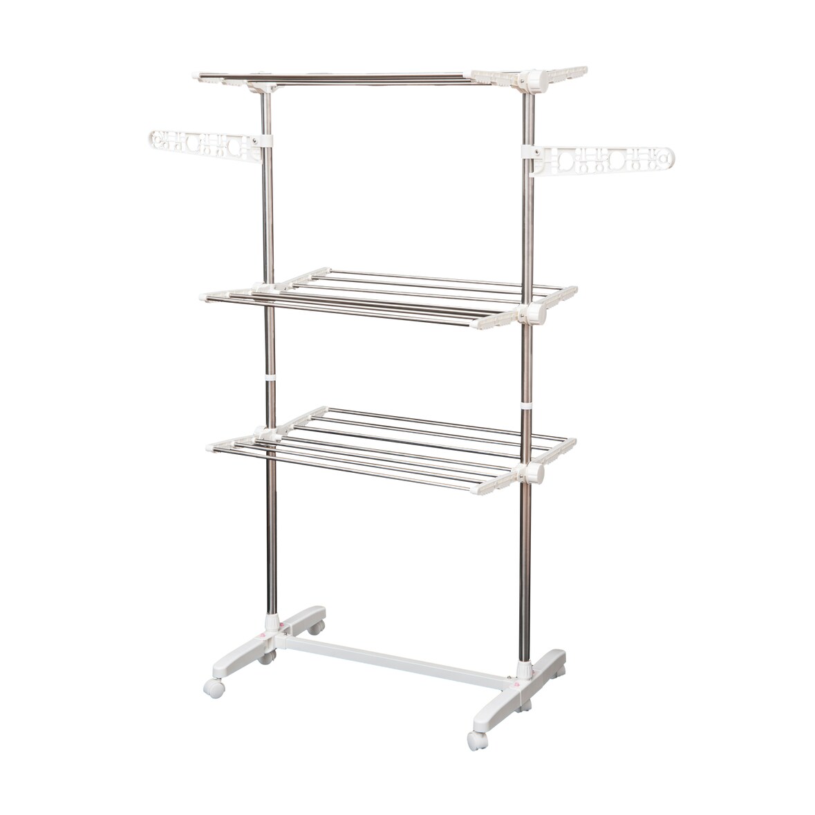 HOMCOM Stendibiancheria Verticale 3 Ripiani con Ruote in Acciaio Inox