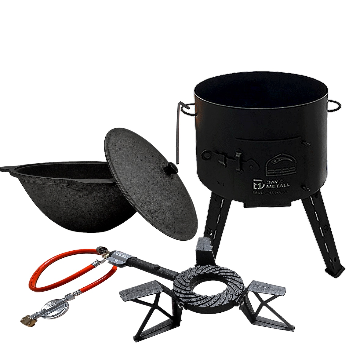 Utschak mit Kazan 16 L aus Gusseise Gasbrenner Feuerofen Set