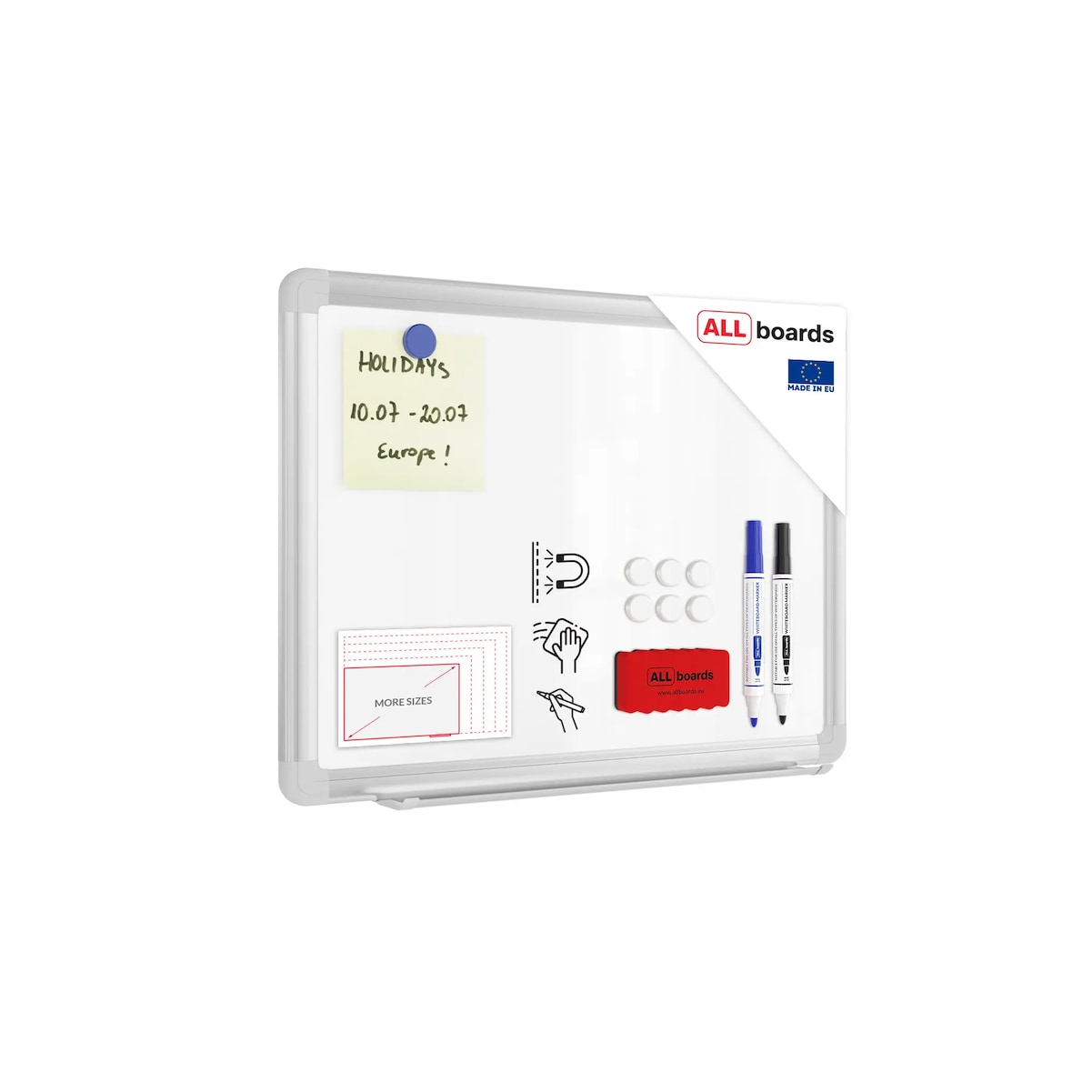 ALLboards Tableau Blanc Magnétique Effaçable à Sec avec Cadre en Aluminium Premium EXPO 40x30cm