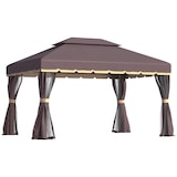 thumbnail of Gazebo da Giardino con Doppio Tetto e Zanzariera in Poliestere Caffè 2.9x3.9m