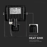 thumbnail of V-TAC VT-10-S-B   LED Draaibare Schijnwerper - Samsung - PIR Sensor - IP65 Waterdicht - Zwart - 10W - 800 Lumen - 4000K