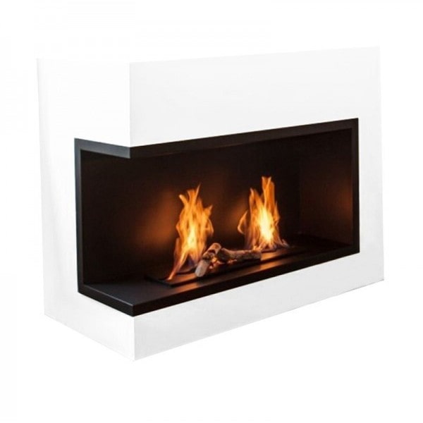 NILLA 1080 - Chimenea de bioetanol de esquina. Apertura - Izquierda - Quemador Ondulado 65cm / Capacidad 4.4L