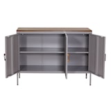 thumbnail of Cómoda HWC-L84, aparador aparador, 3 puertas metal 90x120x40cm, revestido de melamina ~ gris