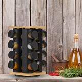 thumbnail of Relaxdays Gewürzkarussell, 16 Gewürzgläser, 360° drehbar, Edelstahl, Bambus, Glas, HxBxT: 28 x 20 x 20 cm, schwarz/natur