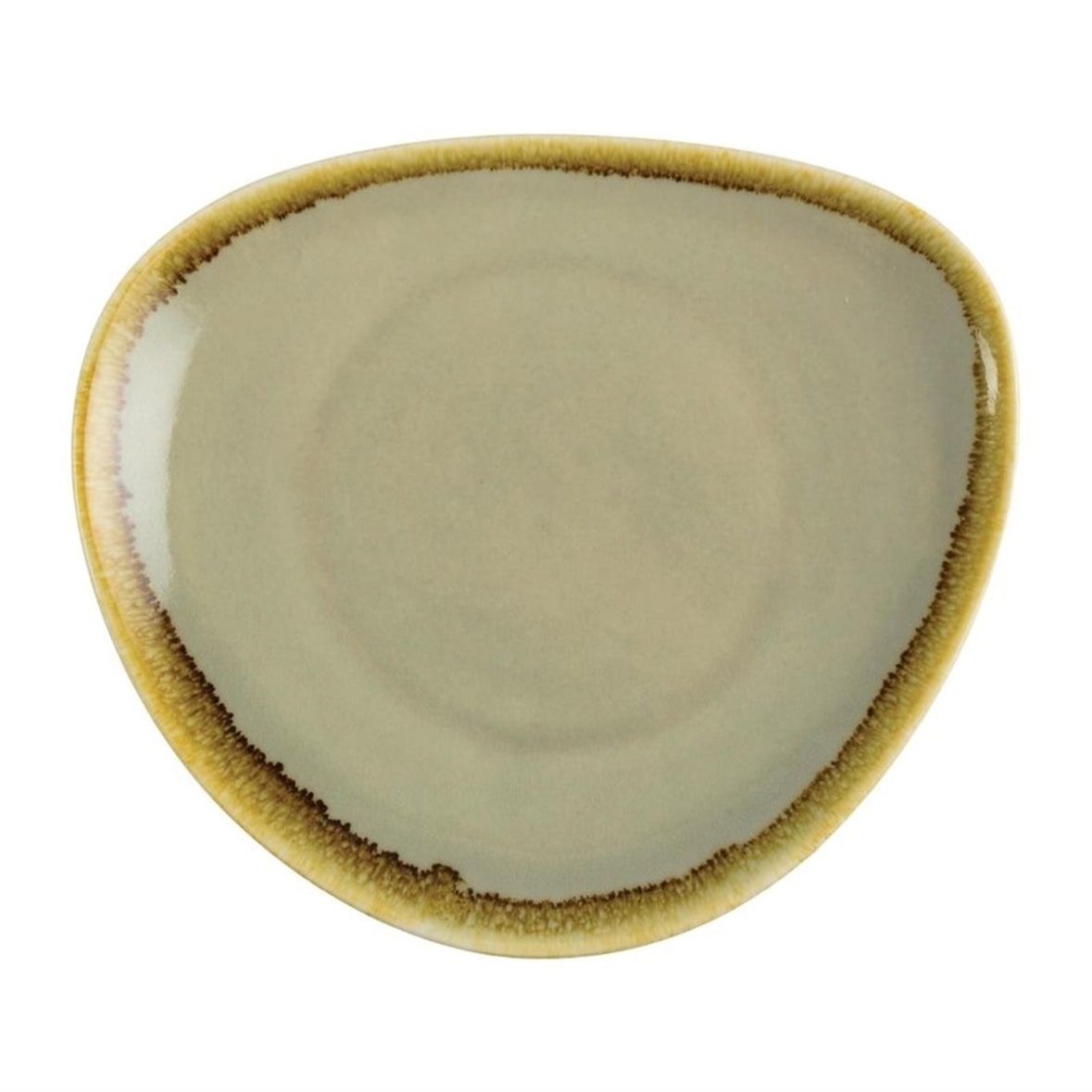 Olympia Kiln Moos dreieckige Teller |  Ø 16,5cm | Porzellan | 12 Teller