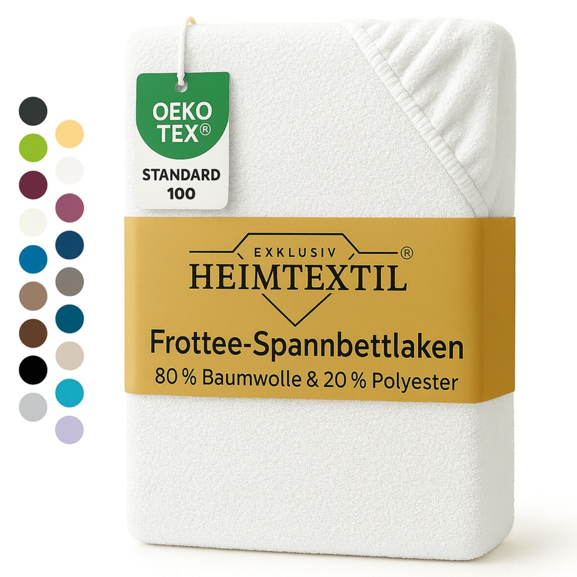 EXKLUSIV HEIMTEXTIL Frottee Spannbettlaken Rundumgummizug Marke 180 x 200 cm Weiss 80% Baumwolle 20% Polyester  Öko - Tex Zertifiziert Bed-Sheet Bettl