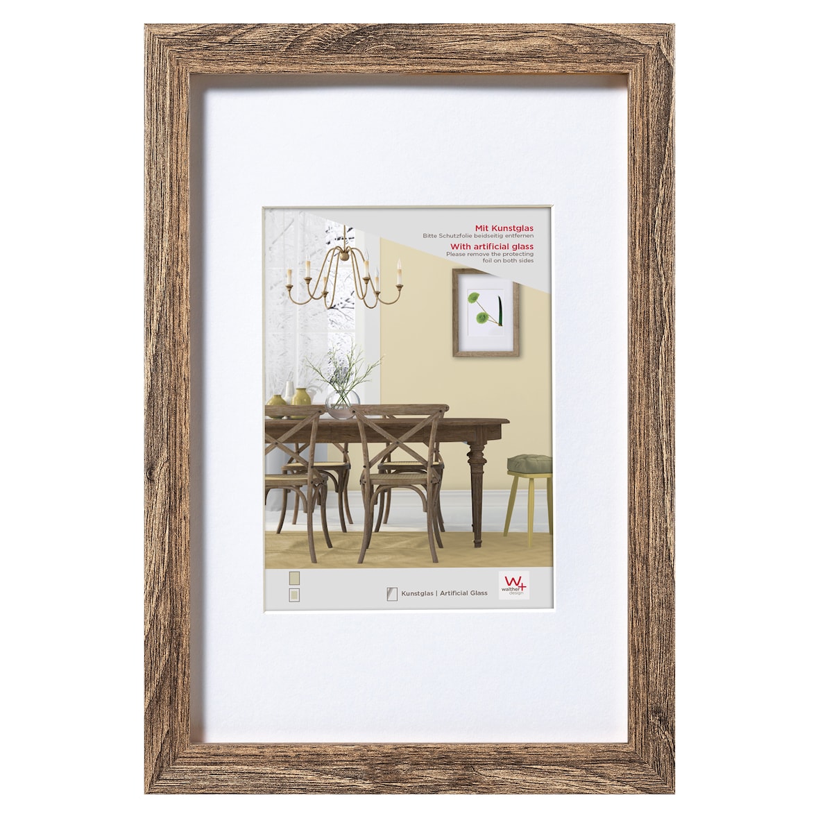 Fiorito Madeira Moldura Art Vidro, 50x60 cm, nogueira