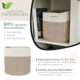 thumbnail of HMF Aufbewahrungskorb mit versteckten Griffen, 3er Set, Korb aus Baumwolle, 37,5 x 25 x 22,5 cm, Weiß-Braun