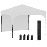thumbnail of Carpa plegable 3x3 m cenador de jardín con altura ajustable 1 pared lateral impermeable 4 bolsas de arena y bolsa de transporte blanco