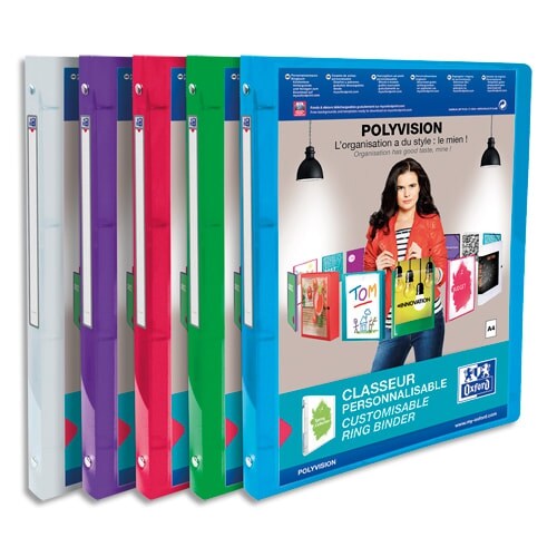 Lot de 12 Classeur Polyvision A4, 4 ann. ø15, dos 20mm, en polypro coloris assortis (5)