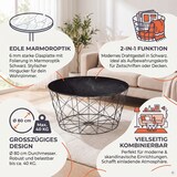 thumbnail of SalesFever Couchtisch mit Metallkorb Ø 80 cm | Glasplatte foliert in Marmor-Optik | Gestell Metall | B 80 x T 80 x H 45 cm | schwarz