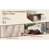 thumbnail of Polsterbett 140x200 cm mit verstellbarem Kopfteil und hydraulischem Stauraum – modernes Design in natürlichem Leinen