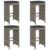 thumbnail of vidaXL Garten-Barhocker mit Kissen 4 Stk. Grau Poly Rattan