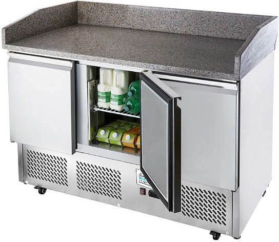 3 türige Pizza Saladette mit Granitplatte, Kapazität 254 L, automatische Abtaufunktion