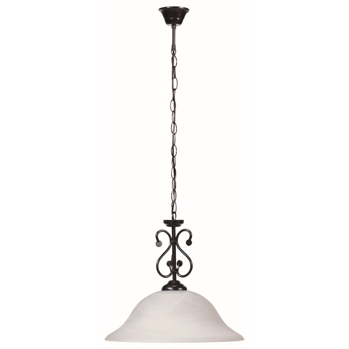 Candeeiro de suspensão DOROTHEA E27 máx. 60 Watt Preto Branco Metal Vidro Alabastro LE501