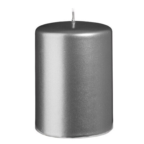 Stumpenkerzen Metallic Matt Grau 100 x Ø 70 mm, 6 Stück