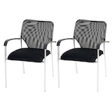 thumbnail of 2er-Set Besucherstuhl Tulsa, Konferenzstuhl stapelbar, Stoff/Textil ~ Sitz schwarz, Rückenfläche schwarz