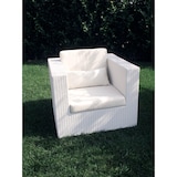 thumbnail of ABELLINUM Salotto Da Giardino Set 3 Posti Bianco Con Cuscini Bianchi Intreccio In Rattan Sintetico Per Esterno colore Bianco