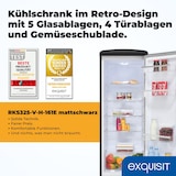 thumbnail of Exquisit Retro-Kühlschrank, ohne Gefrierfach, 229 Liter, groß, 5 Ablagen, Gemüsefach, Temperaturregelung, RKS325-V-H-161E mattschwarz