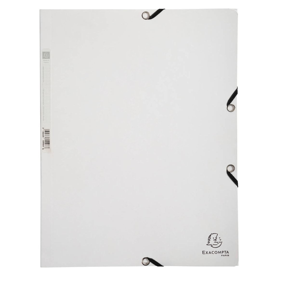 Exacompta  Cod. 55506E - Cartella 3 lembi con elastici in cartoncino lustré 400 g/mq - 24x32cm bianco - Confezione da  25 pz.