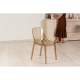 thumbnail of Lot de 2 chaises en polycarbonate transparent, empilables, monobloc, résistantes, design moderne, idéales pour cuisine, restaurant – Luce – Champagne