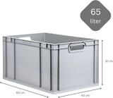 thumbnail of PROREGAL 3x Eurobox NextGen Grip mit Scharnierdeckel & roten Verschlüssen | HxBxT 32x40x60cm | 65 Liter | Griffe offen | Verstärkter Boden