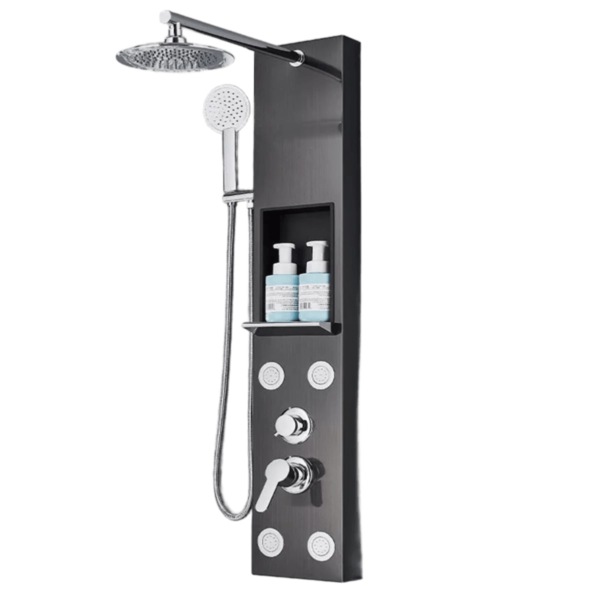 BEN | Douchepaneel regendouchekop douche RVS | Zwart geborsteld massagedouche-douchesysteem Mengkraan douchekraan douchesysteem