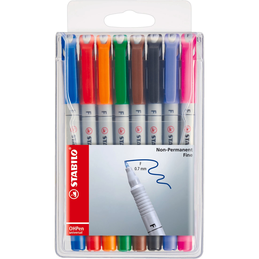 STABILO Pochette de 8 stylos-feutres OHPen soluble 0,7 mm