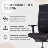 thumbnail of bümö SitzMeister Bürostuhl ergonomisch, Stoff & Netzbezug in schwarz - Ergonomischer Drehstuhl mit Rollen, Stuhl mit Armlehne, Synchronmechanik uvm.