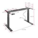 thumbnail of Tischgestell elektrisch höhenverstellbar Memory-Funkt. extra breit 110-190x68x58-123cm