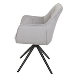 thumbnail of Juego de 2 sillas de comedor HWC-L80, silla de cocina silla tapizada con reposabrazos, giratoria, metal tela/textil ~ gris claro