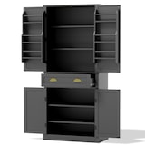 thumbnail of Vorratsschrank 80x40x182 cm Schwarz mit Schublade, 4 Türen, verstellbaren Einlegeböden und Kippschutz, Korpus aus MDF, moderner schlichter Stil