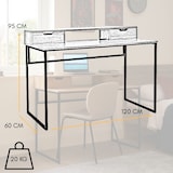 thumbnail of Secretária para escritório e casa, secretária com 2 gavetas, mesa de estudo para computador, móvel em madeira e metal, design industrial