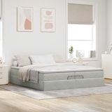thumbnail of vidaXL Ottoman-Bett mit Matratzen Hellgrau 200x200 cm Samt