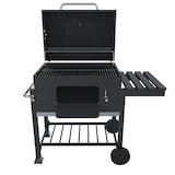 thumbnail of Barbecue Grill A Carbonella BBQ Giardino Picnic Terrazzo Coperchio Ruote Termometro Ripiano Ribaltabile 4 Ganci Manico Acciaio Inox 106x46x114 cm Nero