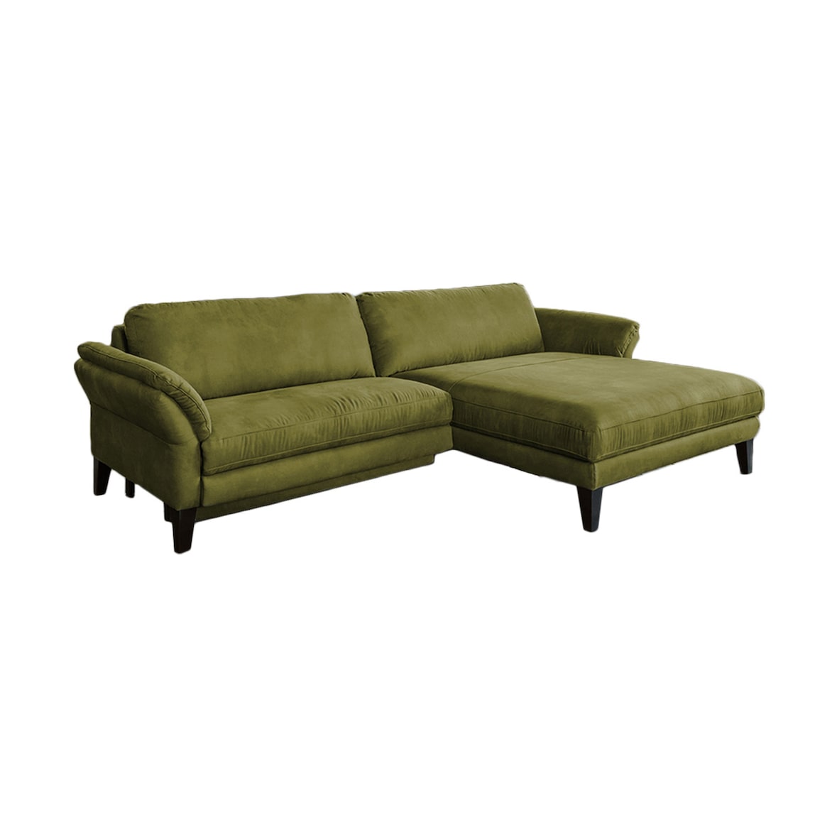 KAWOLA Sofa MALTA Ecksofa Stoff moosgrün mit motorischer Relaxfunktion Recamiere rechts