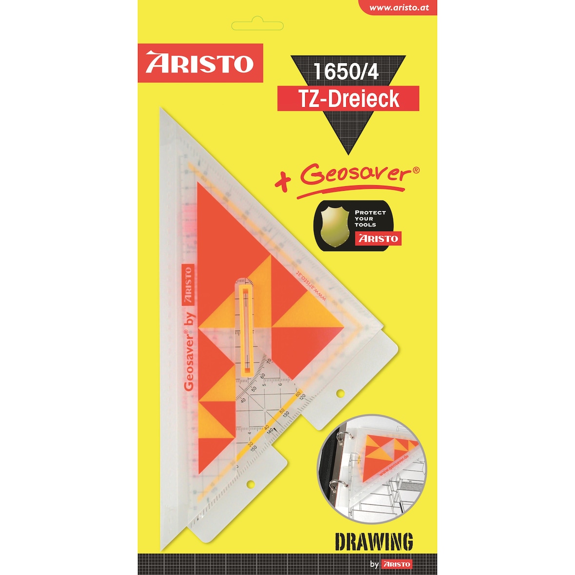 Aristo TZ-Dreieck 25 cm mit Geosaver Geodreieck 1650/4 mit Geosaver