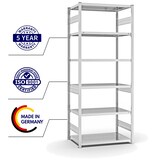 thumbnail of PROREGAL Fachbodenregal Stecksystem | Grundregal | HxBxT 250x100x60cm | 6 Ebenen | Fachlast 330 kg | Beidseitig nutzbar | Lichtgrau